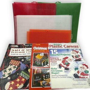 Vintage Leisure Arts Annie’s Plastic Canvas Holiday Book Color Sheet Bundle